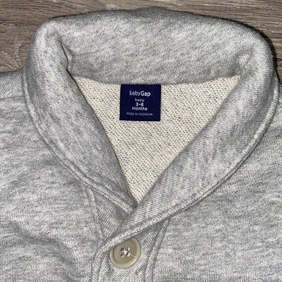 GAP Sweatshirt Cardigan Gray 3-6 Months - Picture 6 of 13
